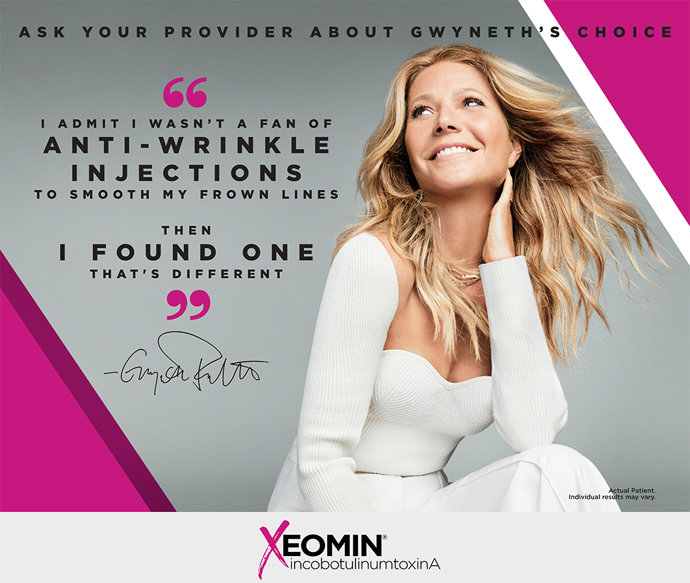 I admit I wasn't a fan of anti-wrinkle injections to smooth my frown lines then I found one that's different. Ask your provider about Gwyneth's Choice Xeomin